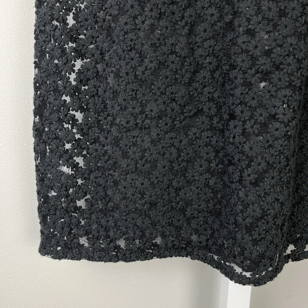 Ann Taylor LOFT Sheer Black‎ Top Shirt Womens S Nylon Mesh Floral Embroidered - Picture 4 of 6